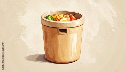 Wooden Bucket Filled With Fresh Vegetables And Fruits.