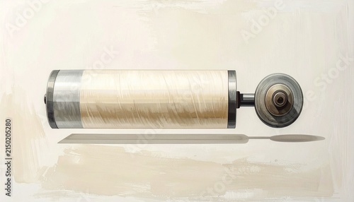 Vintage glass syringe with metal plunger and needle.