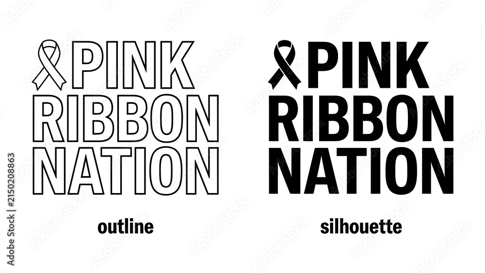 Fototapeta premium Pink Ribbon Nation Typography: A graphic representation featuring the words Pink Ribbon Nation in bold typography, with a subtle ribbon icon integrated into the design.