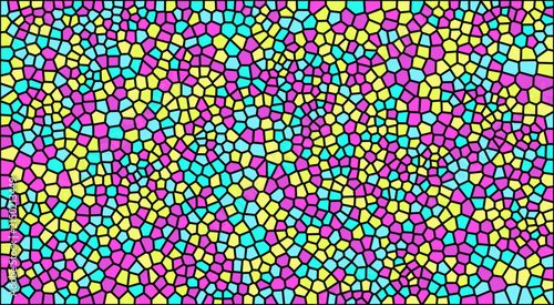 Neon mosaic background with bright pink yellow and cyan tiles stained glass abstract geometric colorful