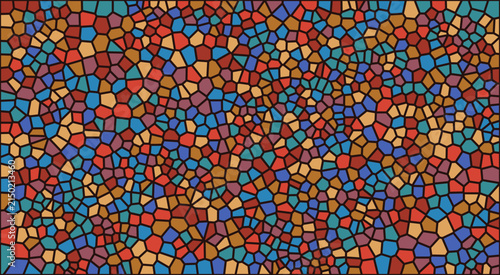 Multicolor abstract mosaic texture with earth tones and red blue accents stained glass abstract colorful