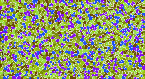 Abstract mosaic background in shades of green blue and brown with stained glass geometric abstract