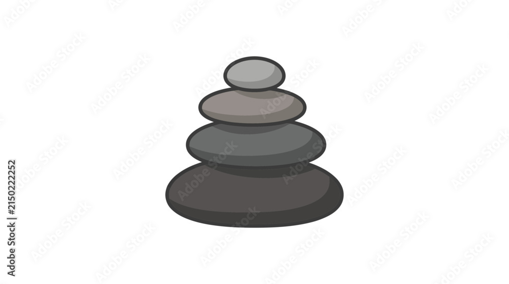 Fotografie Vertical stack of balanced dark grey zen stones.