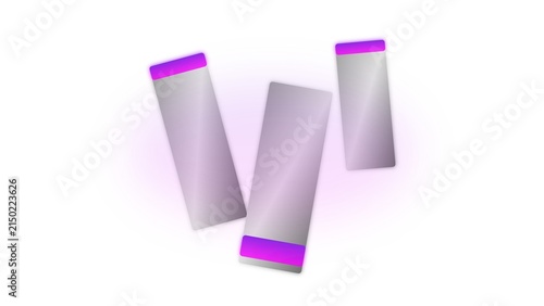 Obraz na plátně Minimalist abstract design with glowing metallic rectangles on white background