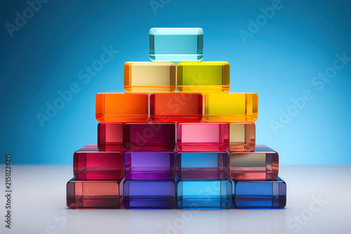 Amazing 3d render of colorful cubes on a grey background. 3d illustration