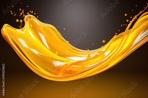 Awesome picture of cooking oil frozen motion splash for advertising or package design realistic