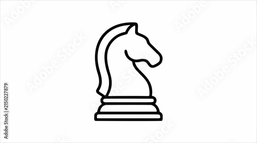 Chess Knight Piece Line Icon Vector Illustration representing Strategy, Tactic, and Business Planning