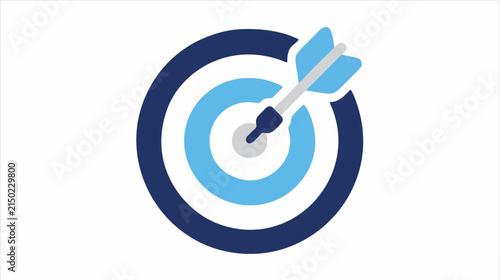 Blue Target Icon with Centered Dart Arrow Representing Precision Success Strategy and Goal Achievement for Professional Business Planning