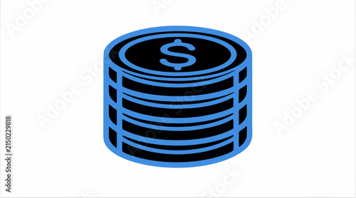 Stack of dollar coins vector icon illustration isolated on white background for business, financial, banking, and investment concept web design