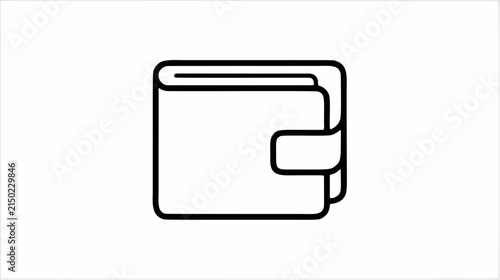 Minimalist Black and White Wallet Vector Icon Depicting Personal Finance and Cash Management