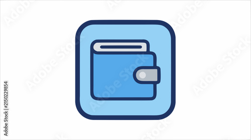 Minimalist blue wallet icon for digital finance and mobile payment application user interface design