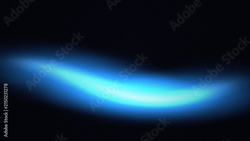 Wavy luminous light streak in vibrant cyan and blue against black