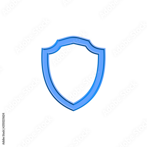 3D Blue Shield Outline Security Icon PNG