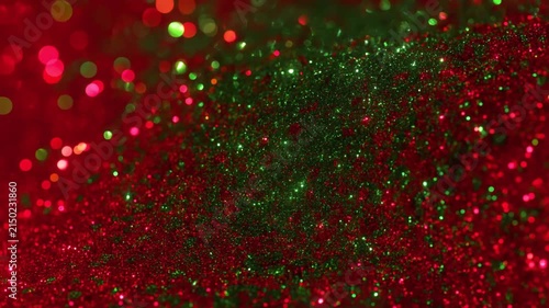 Red and Green Glitter Sparkles with Bokeh Light Effect Background