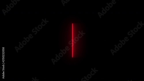 Neon red scanner. Animation of scanning line movement from right to left. The appearance of a red honeycomb grid in the background.