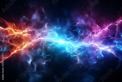 Outstanding Fractal line of colorful lightning bolts Abstract energy burst background