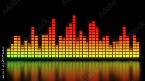 Pulsing Digital Audio Equalizer with Glowing Colorful Bars on Black Background