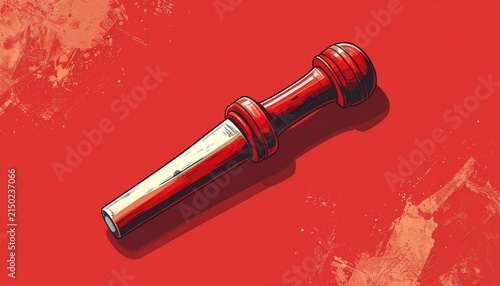 Close up of red fire hydrant valve on vibrant background.