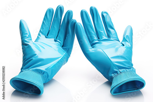 Excellent set of medical examination gloves on plain white background