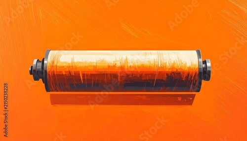 Orange roll of duct tape on bright background.
