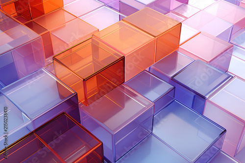 Attractive Abstract background wallpaper with glass squares neon colors