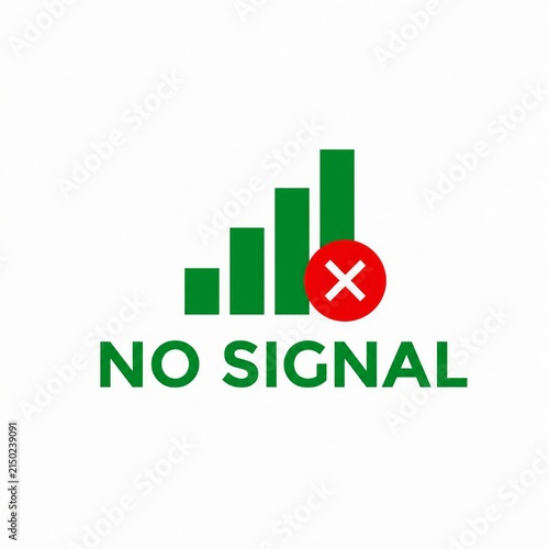 No signal mobile network connection error icon with bars and cross mark