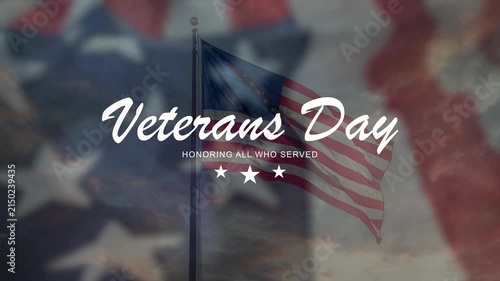Animation of a waving American flag using particles. Memorial Day concept. 4K. Veterans day