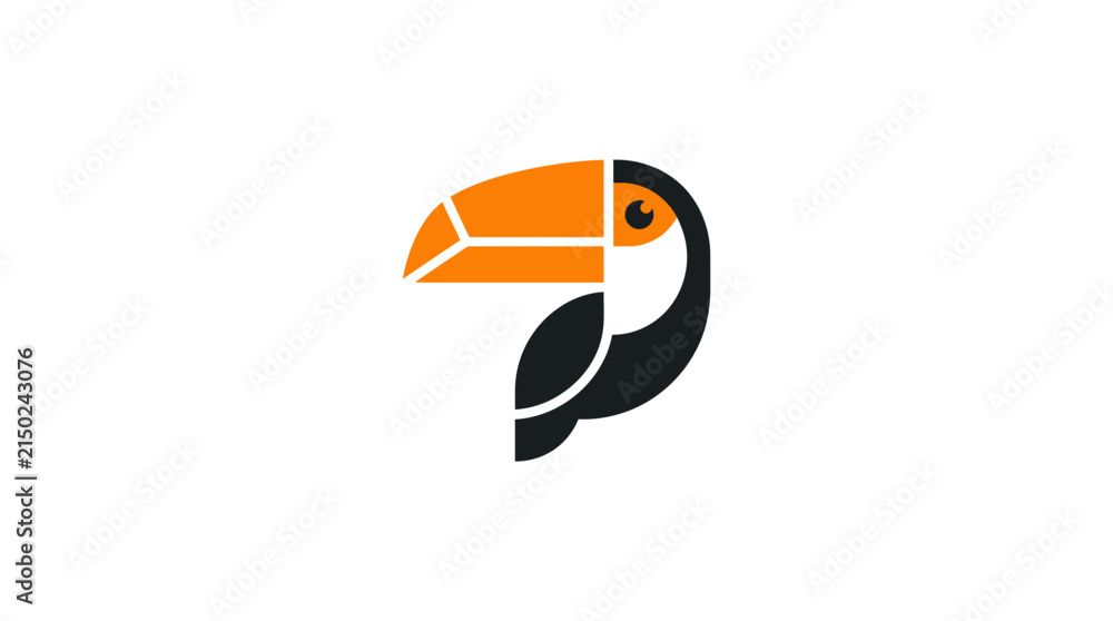 Obraz premium Minimalist Geometric Toucan Bird Logo Vector Illustration