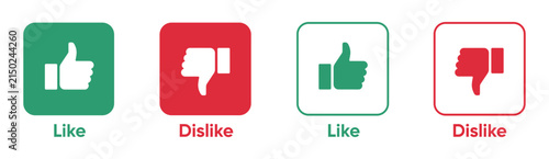 Konstfotografi Like and dislike with thumbs up and thumbs down symbols on white background