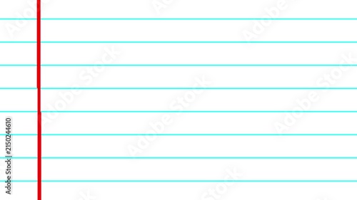 Blue horizontal notebook lines paper background, moving paper sheet video for back to school and educational