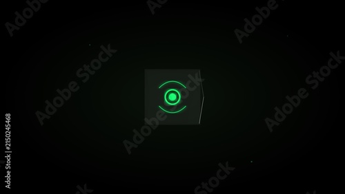 Futuristic green glowing interface symbol on dark background with minimal style