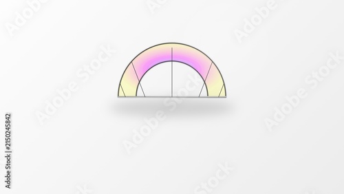 Protractor measurement tool with colorful gradient arc on white background