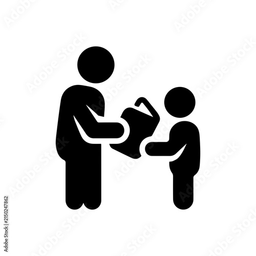 Teacher Teaching Student Symbol Representing Classroom Education Learning And Knowledge Sharing Vector illustration