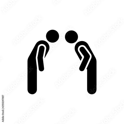 Two People Greeting With Bow Symbol Showing Respectful Welcome And Polite Social Interaction Vector illustration