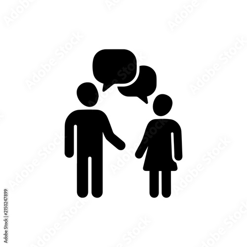 Two People Talking Symbol Representing Communication Discussion Conversation And Social Interaction Vector illustration