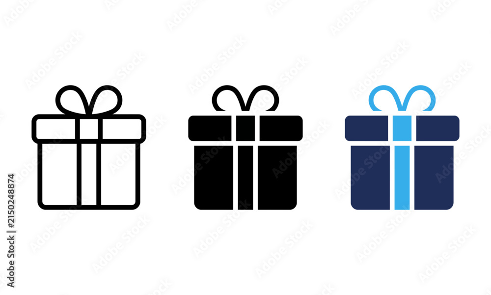 Fototapeta premium Gift box icons set with ribbon bow illustration for christmas branding.