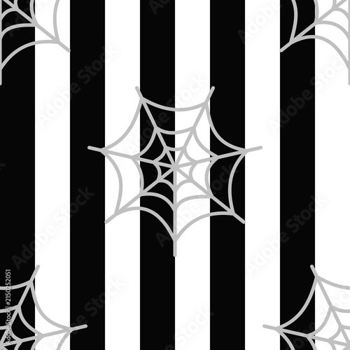Black and White Striped Spider Web Halloween Background