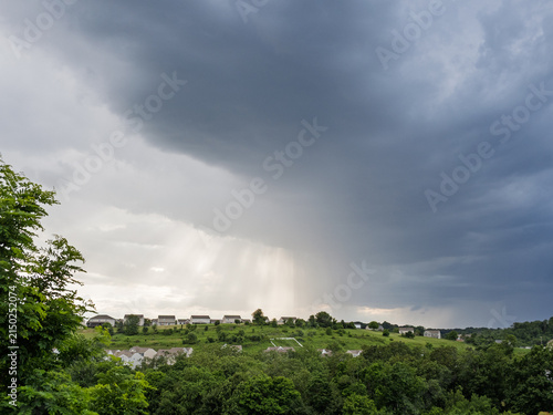 Photography Massive shelf cloud storm front over a Pennsylvania residential valley