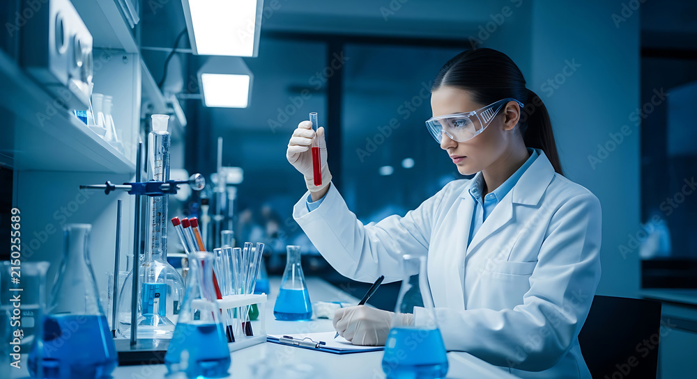 Fototapeta premium Scientist examining a test tube in a laboratory