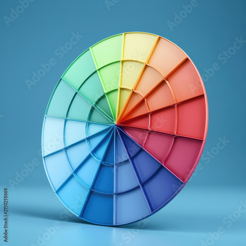 Color wheel spectrum circular blue red yellow green gradient design vibrant isolated plastic art concept creative educational