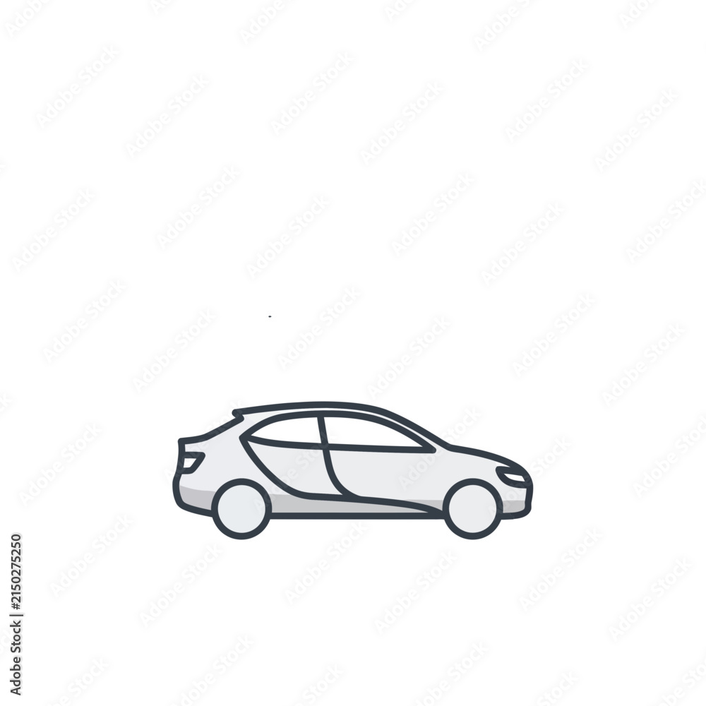 Fototapeta premium Minimalist Side View Car Vector Graphic Icon