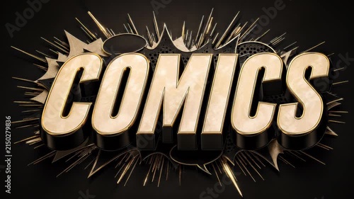 Luxury COMICS Word Pulsing with Powerful Heartbeat Motion and Golden Light Animation