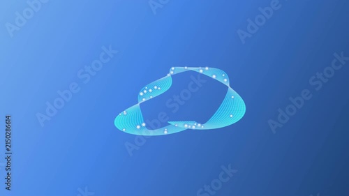 Abstract blue digital wave loop animation with glowing particles forming a circular motion stock video clip
