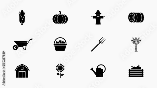 Foto Elegant black and white flat icons set with high contrast collection nine distin