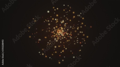 Glowing golden particles floating in space creating a beautiful soft motion animation video effect background loop