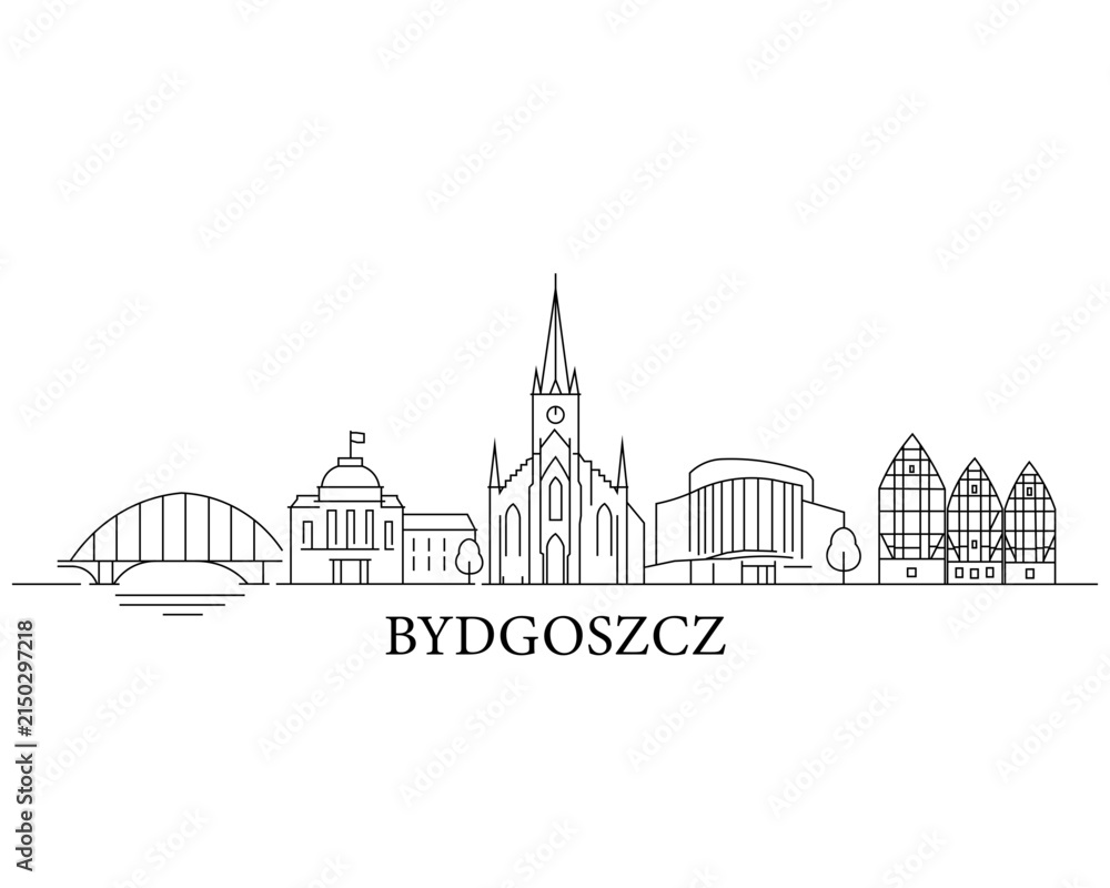 Fototapeta premium Minimalist outline of Bydgoszcz skyline