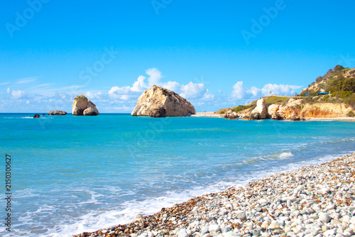 Konstfotografi Scenic touristic destination of 'Petra tou Romiou' or 'Aphrodite's Rock' beach o