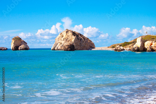 Konstfotografi Scenic touristic destination of 'Petra tou Romiou' or 'Aphrodite's Rock' beach o