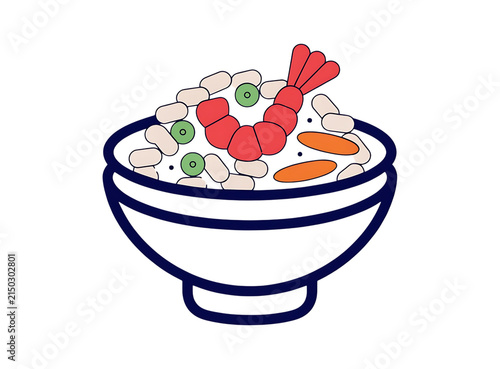 Minimalist Shrimp Fried Rice Bowl Illustration