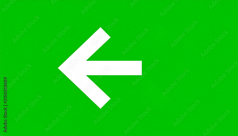Naklejka premium White arrow pointing left on a green background, direction, navigation, and symbol for guidance and movement